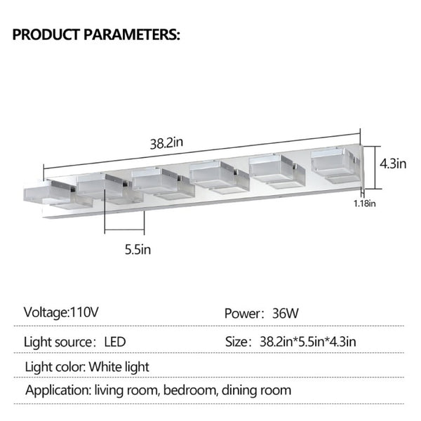 English Elm Same Chrome Six Globe LED Vanity Light Bar Sleek Acrylic Shades for Bathroom Mirrors W1340110610