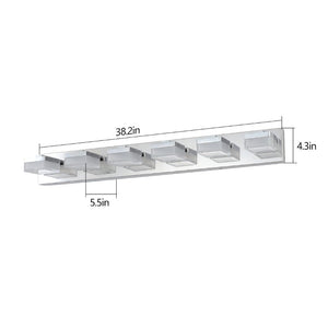 English Elm Same Chrome Six Globe LED Vanity Light Bar Sleek Acrylic Shades for Bathroom Mirrors W1340110610