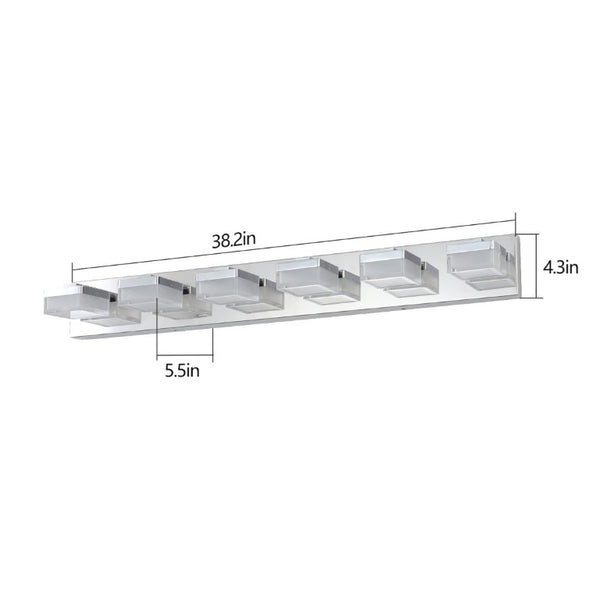 English Elm Same Chrome Six Globe LED Vanity Light Bar Sleek Acrylic Shades for Bathroom Mirrors W1340110610