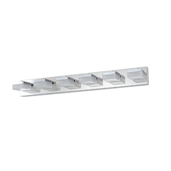 English Elm Same Chrome Six Globe LED Vanity Light Bar Sleek Acrylic Shades for Bathroom Mirrors W1340110610