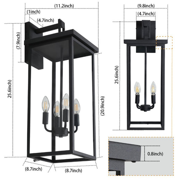English Elm New Lantern Wall Sconce Iron Frosted Glass Farmhouse Exterior Porch Fixture W1340119951