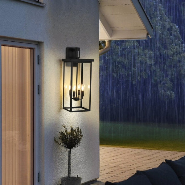 English Elm New Lantern Wall Sconce Iron Frosted Glass Farmhouse Exterior Porch Fixture W1340119951