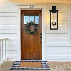 English Elm 4-Light Outdoor Wall Sconce Wrought Iron Lantern with Frosted Glass Farmhouse Porch W1340119953