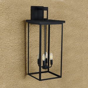 English Elm 4-Light Outdoor Wall Sconce Wrought Iron Lantern with Frosted Glass Farmhouse Porch W1340119953
