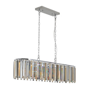 English Elm New 39 Inch Chrome Crystal Rectangle Chandelier K9 Faceted Strips for Dining Rooms W1340120173