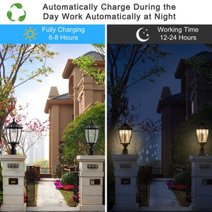 English Elm 20(H 20\(H) Solar LED Outdoor Lantern Vintage Glass Panel Pathway Garden Light 2 Pack Black W1340133338