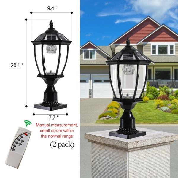 English Elm 20(H 20\(H) Solar LED Outdoor Lantern Vintage Glass Panel Pathway Garden Light 2 Pack Black W1340133338