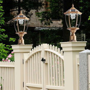 English Elm 20(H 20\(H) Solar LED Outdoor Lantern Vintage Glass Panel Pathway Garden Light 2 Pack Bronze W1340133341