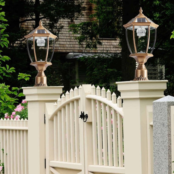 English Elm 20(H 20\(H) Solar LED Outdoor Lantern Vintage Glass Panel Pathway Garden Light 2 Pack Bronze W1340133341