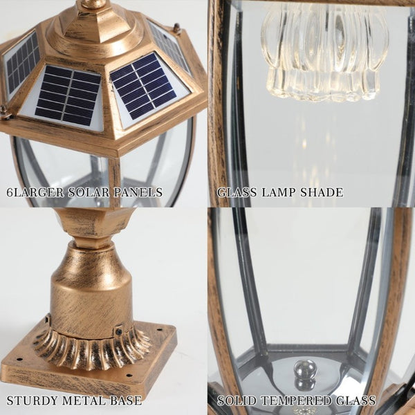 English Elm 20(H 20\(H) Solar LED Outdoor Lantern Vintage Glass Panel Pathway Garden Light 2 Pack Bronze W1340133341