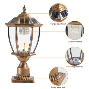 English Elm 20(H 20\(H) Solar LED Outdoor Lantern Vintage Glass Panel Pathway Garden Light 2 Pack Bronze W1340133341