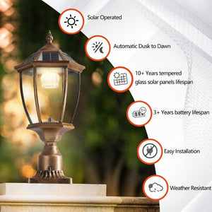 English Elm 20(H 20\(H) Solar LED Outdoor Lantern Vintage Glass Panel Pathway Garden Light 2 Pack Bronze W1340133341