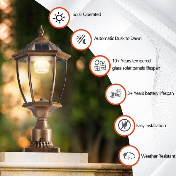 English Elm 20(H 20\(H) Solar LED Outdoor Lantern Vintage Glass Panel Pathway Garden Light 2 Pack Bronze W1340133341