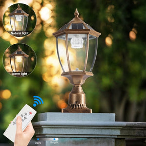 English Elm 20(H 20\(H) Solar LED Outdoor Lantern Vintage Glass Panel Pathway Garden Light 2 Pack Bronze W1340133341