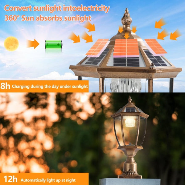 English Elm 20(H 20\(H) Solar LED Outdoor Lantern Vintage Glass Panel Pathway Garden Light 2 Pack Bronze W1340133341