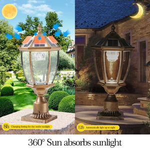English Elm 20(H 20\(H) Solar LED Outdoor Lantern Vintage Glass Panel Pathway Garden Light 2 Pack Bronze W1340133341