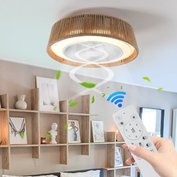 English Elm New Coastal Rope and Acrylic Ceiling Fan with LED Light Remote Dimmable for Bedroom W1340137055