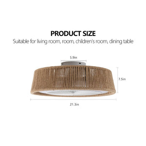 English Elm New Coastal Rope and Acrylic Ceiling Fan with LED Light Remote Dimmable for Bedroom W1340137055