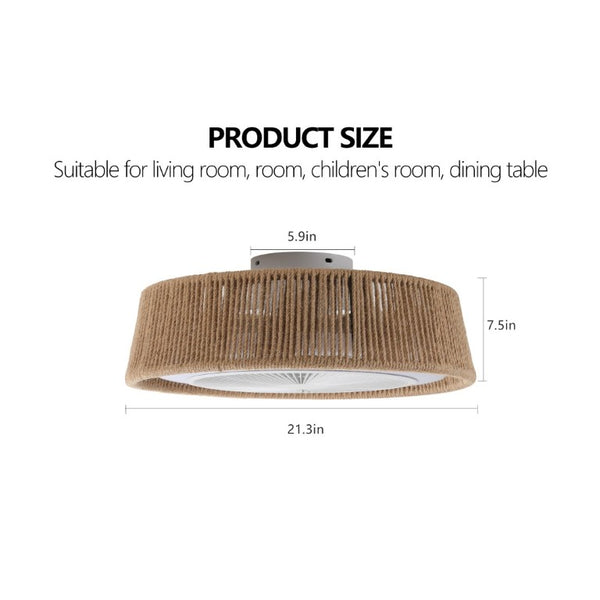 English Elm New Coastal Rope and Acrylic Ceiling Fan with LED Light Remote Dimmable for Bedroom W1340137055