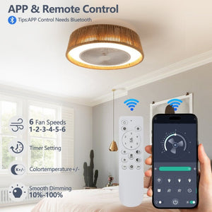English Elm New Coastal Rope and Acrylic Ceiling Fan with LED Light Remote Dimmable for Bedroom W1340137055
