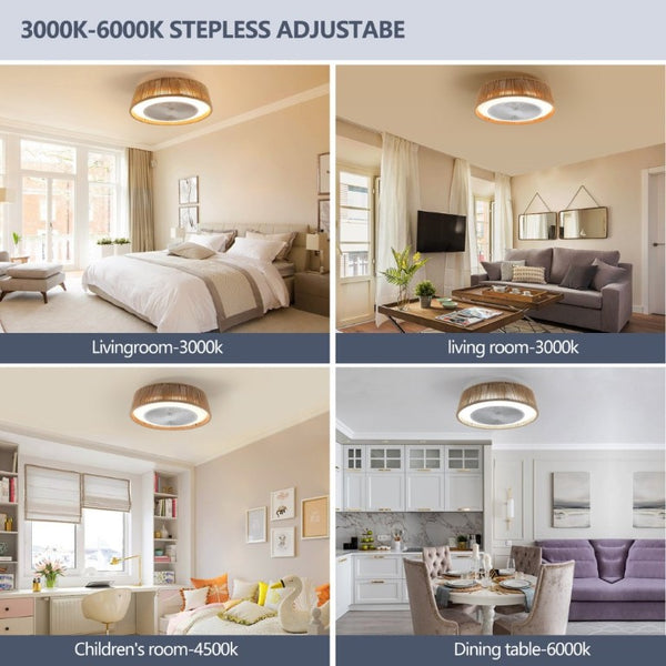English Elm New Coastal Rope and Acrylic Ceiling Fan with LED Light Remote Dimmable for Bedroom W1340137055
