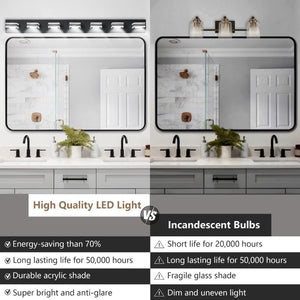 English Elm New Matte Black Seven Head LED Vanity Bar Light for Modern Bathroom Walls W1340142518