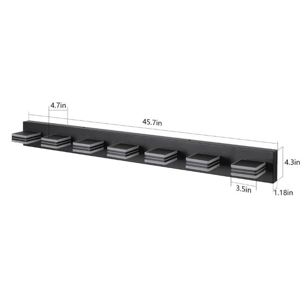 English Elm New Matte Black Seven Head LED Vanity Bar Light for Modern Bathroom Walls W1340142518