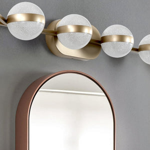English Elm 43 Inch Champagne Gold Vanity Light Six Globe LED Acrylic Shades for Bathroom Mirror Brushed Gold W1340P143676