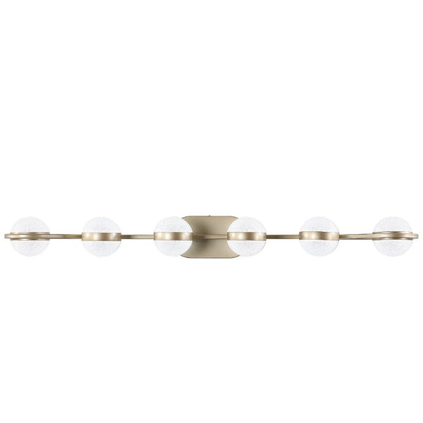 English Elm 43 Inch Champagne Gold Vanity Light Six Globe LED Acrylic Shades for Bathroom Mirror Brushed Gold W1340P143676