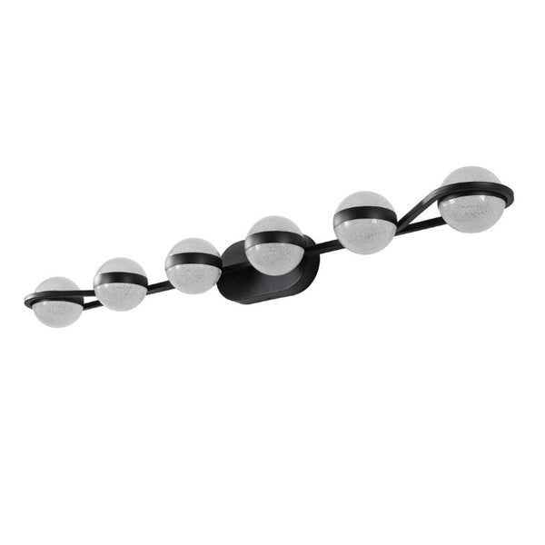English Elm 43 Inch Champagne Gold Vanity Light Six Globe LED Acrylic Shades for Bathroom Mirror Black W1340P143680