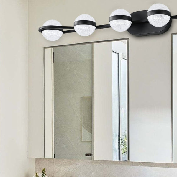 English Elm 43 Inch Champagne Gold Vanity Light Six Globe LED Acrylic Shades for Bathroom Mirror Black W1340P143680