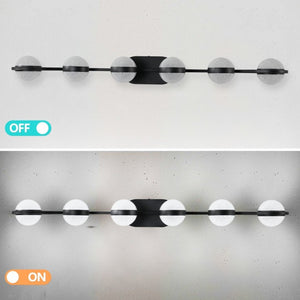 English Elm 43 Inch Champagne Gold Vanity Light Six Globe LED Acrylic Shades for Bathroom Mirror Black W1340P143680