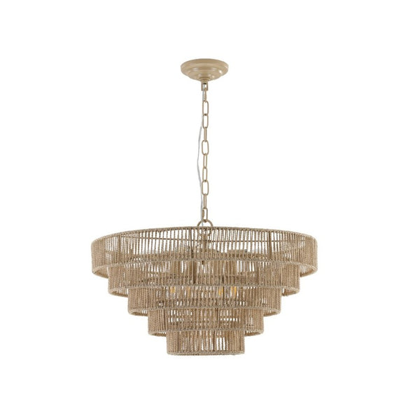 English Elm Bohemian Rattan Wicker Five Tier Chandelier Pendant Light for Living Room Dining W1340P155977