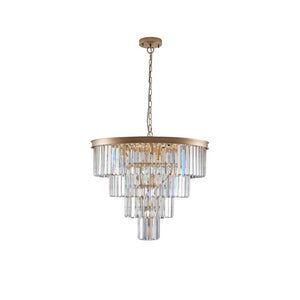 English Elm 24 Inch Four Tier K9 Crystal Chandelier French Gold Iron Frame for Dining Foyer W1340P188544