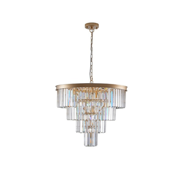 English Elm 24 Inch Four Tier K9 Crystal Chandelier French Gold Iron Frame for Dining Foyer W1340P188544