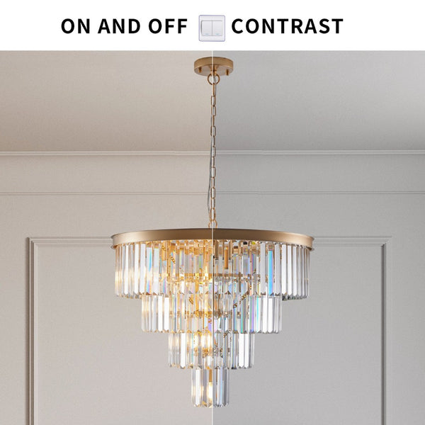 English Elm (same as W1340p188544) Four Tier K9 Crystal Chandelier French Gold Iron Frame Dining Room W1340P189318