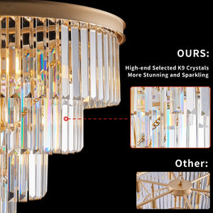 English Elm (same as W1340p188544) Four Tier K9 Crystal Chandelier French Gold Iron Frame Dining Room W1340P189318