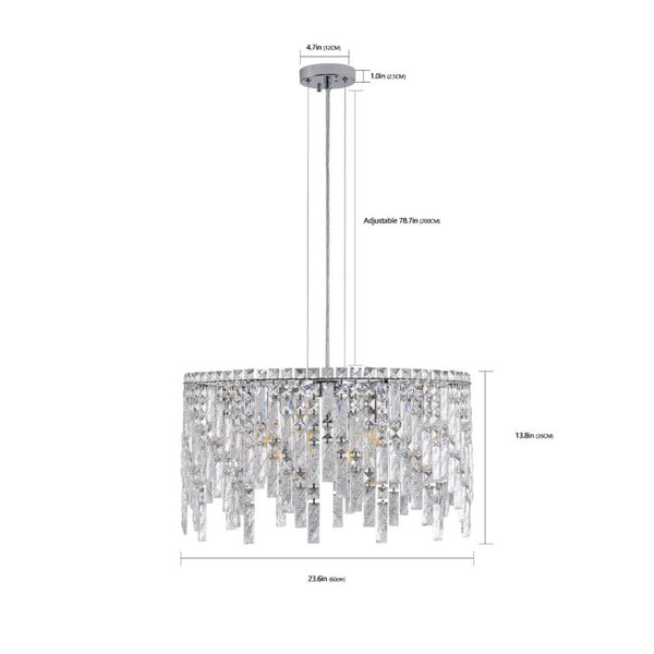 English Elm 24 Inch K9 Crystal Tiered Round Chandelier Chrome Iron Frame Foyer Dining Room W1340P189437