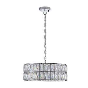 English Elm W1340p189507/L005018-D450-P6c)18 K9 Crystal Drum Chandelier 6-Light Iron Pendant for Dining Chrome W1340P189448