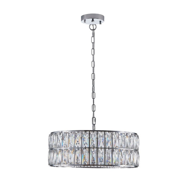 English Elm W1340p189507/L005018-D450-P6c)18 K9 Crystal Drum Chandelier 6-Light Iron Pendant for Dining Chrome W1340P189448