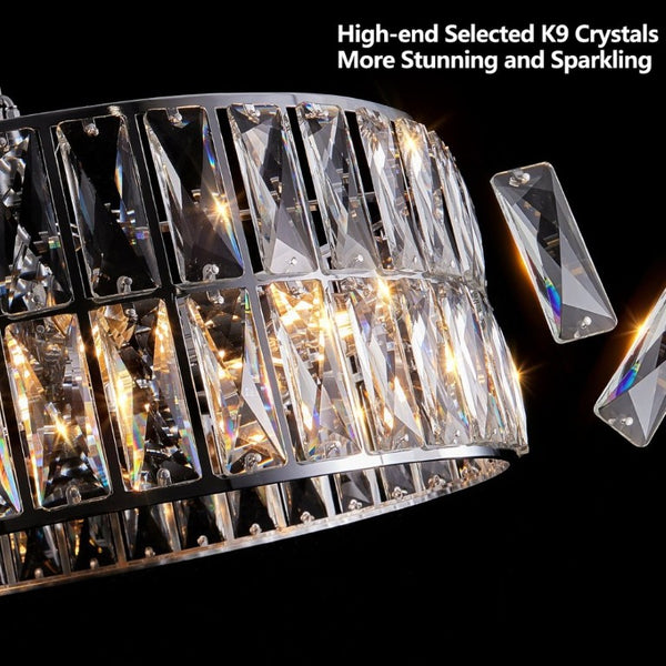 English Elm W1340p189507/L005018-D450-P6c)18 K9 Crystal Drum Chandelier 6-Light Iron Pendant for Dining Chrome W1340P189448