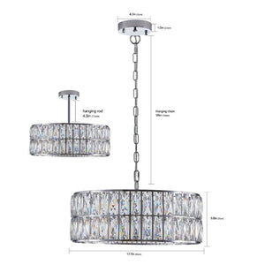 English Elm W1340p189507/L005018-D450-P6c)18 K9 Crystal Drum Chandelier 6-Light Iron Pendant for Dining Chrome W1340P189448