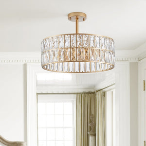 English Elm W1340p189507/L005018-D450-P6c)18 K9 Crystal Drum Chandelier 6-Light Iron Pendant for Dining Gold W1340P189450