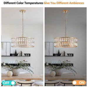English Elm W1340p189507/L005018-D450-P6c)18 K9 Crystal Drum Chandelier 6-Light Iron Pendant for Dining Gold W1340P189450