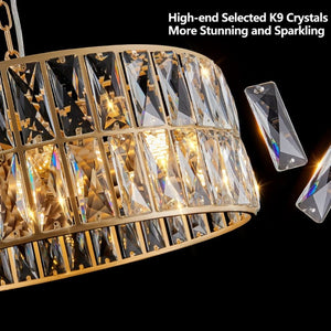 English Elm W1340p189507/L005018-D450-P6c)18 K9 Crystal Drum Chandelier 6-Light Iron Pendant for Dining Gold W1340P189450