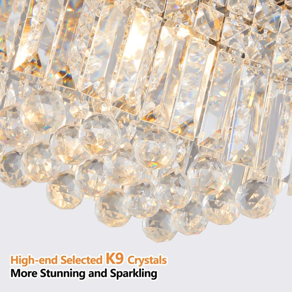 English Elm Modern Crystal Raindrop Chandelier 8 Light White Iron Rectangular Pendant for Dining W1340P189511