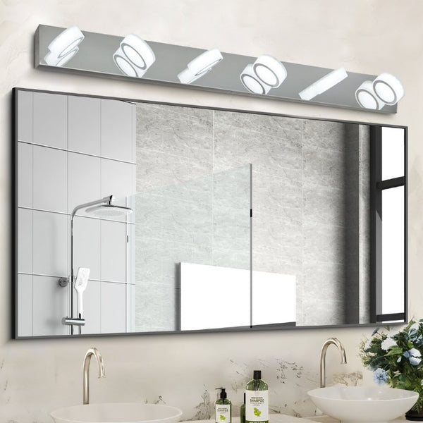 English Elm New Six Light LED Vanity Bar Stainless Steel Frosted Acrylic Bathroom Mirror Wall Fixture Chrome - A W1340P197020