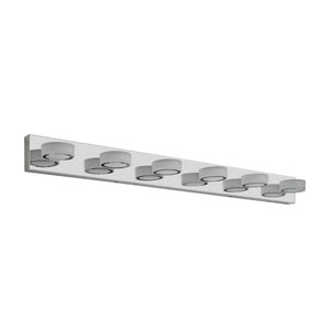 English Elm New Six Light LED Vanity Bar Stainless Steel Frosted Acrylic Bathroom Mirror Wall Fixture Chrome - A W1340P197020