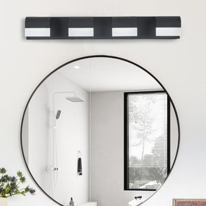 English Elm Modern Matte Black 4-Light LED Vanity Bar Acrylic Diffused Glow for Bathrooms Black - A W1340P197025