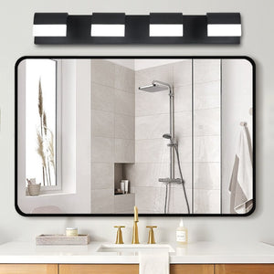 English Elm Modern Matte Black 4-Light LED Vanity Bar Acrylic Diffused Glow for Bathrooms Black - A W1340P197025